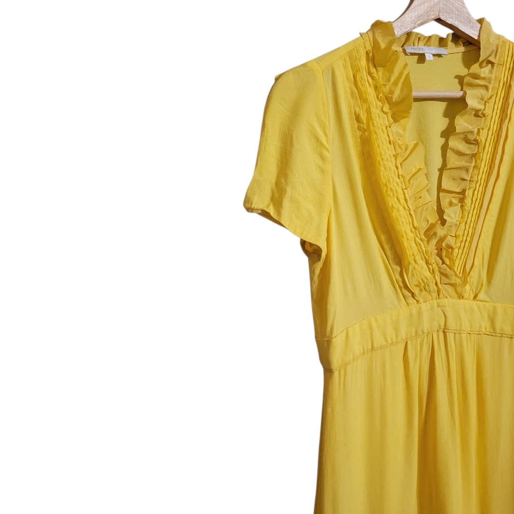 Maje Yellow Ruffle Mini Dress - Picture 3 of 7